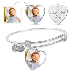 Luxury Heart Bangle (Mother's Day w/uploaded picture)