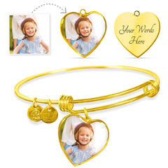 Luxury Heart Bangle (Mother's Day w/uploaded picture)