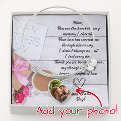 Luxury Heart Bangle (Mother's Day w/uploaded picture)